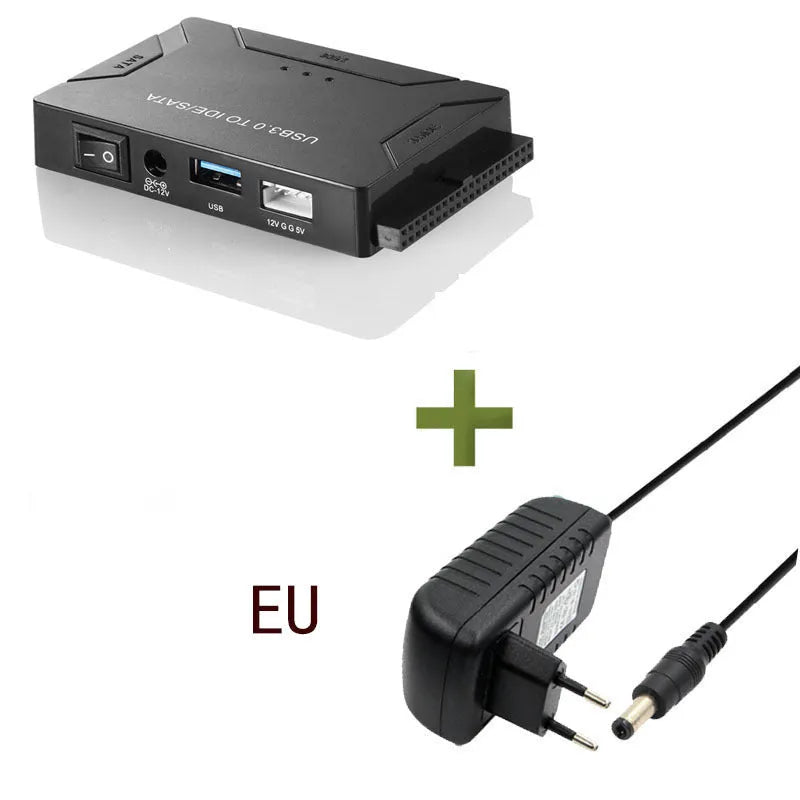 USB 3.0 to IDE/SATA desktop hard disk adapter with power supply and cables