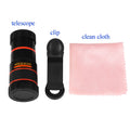8x optical zoom telephoto lens attachment for mobile phones, shown in black, clip-on design