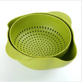 Double-deck plastic rice washing sieve basin in blue with drainage holes, 29.5x13.5x9cm