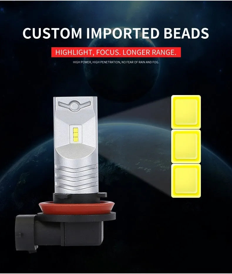 H11 H8 CSP 80W high power LED car front fog lamp with aviation aluminium body and six LED chips.