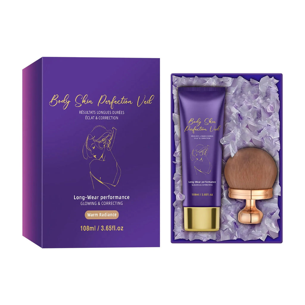 Daily uniform facial foundation cream 108ml with brush applicator in four shades Deep Golden Natural Warm