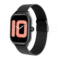 Bluetooth smart watch with touch screen displaying health metrics and call functions with silicone strap