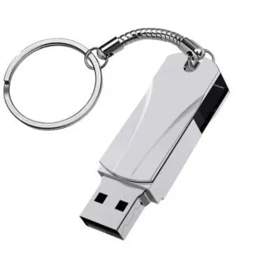 Black metal rotating USB flash drive with USB 3.0 connector, 42x15x9mm size, high-capacity storage up to 16TB.
