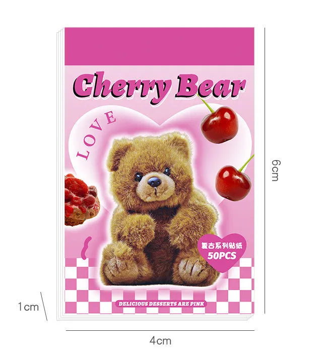 American retro cartoon sticker book open to show colourful 4x6cm adhesive sheets.