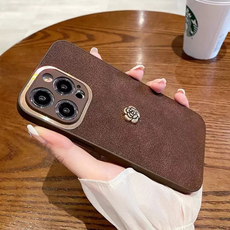 Brown frosted PC silicone all-inclusive phone case for iPhone with anti-fingerprint finish