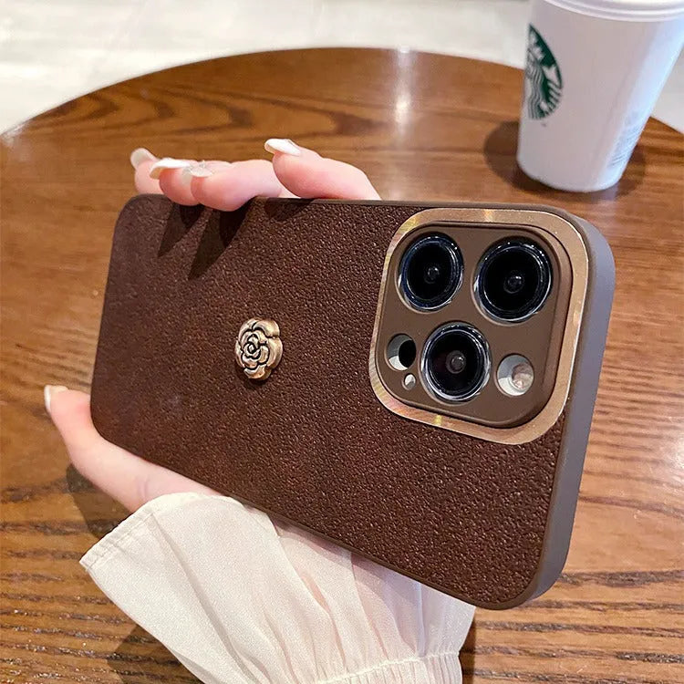 Brown frosted PC silicone all-inclusive phone case for iPhone with anti-fingerprint finish