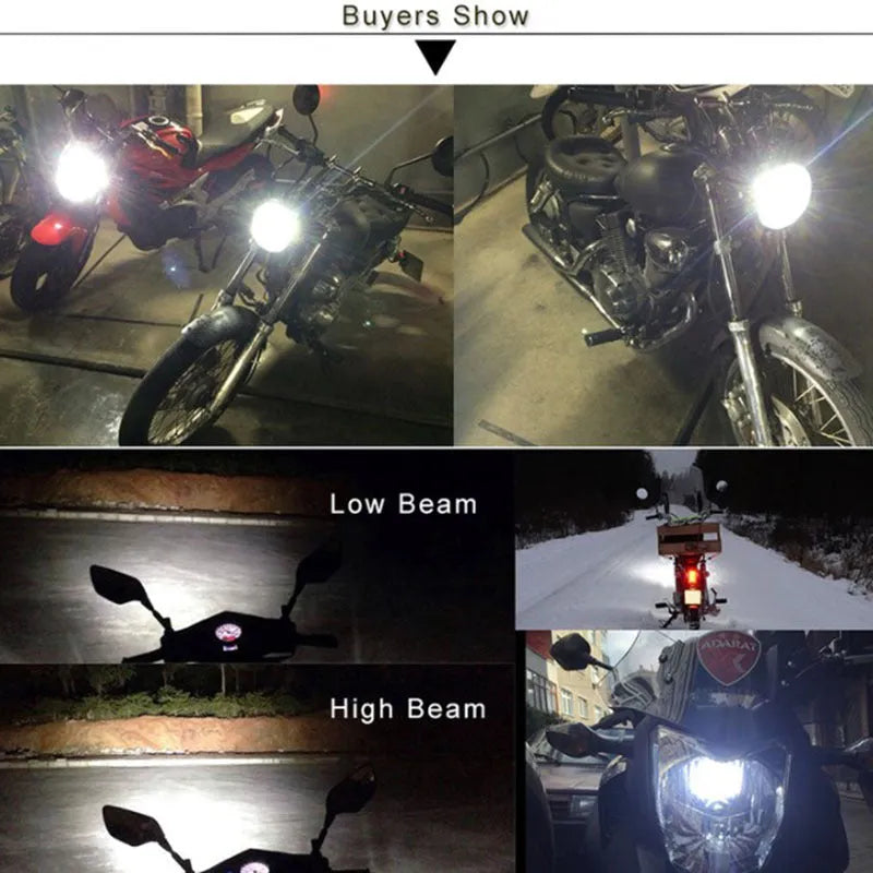 Motorcycle LED headlight unit with aluminium housing and M4/H6 base fittings