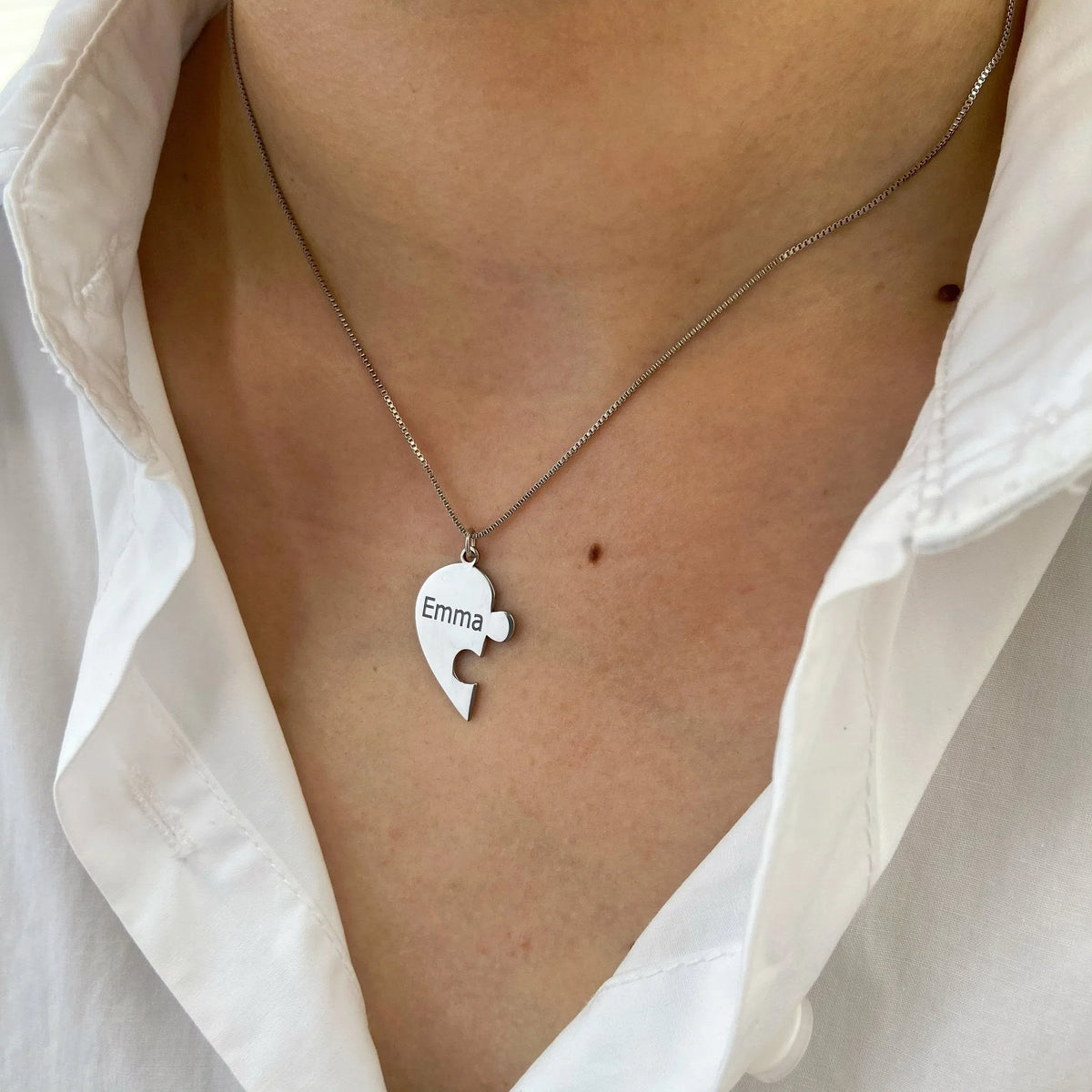 Stainless steel combination heart necklace with 36x40mm pendant, 50+5cm chain, gold rose gold or silver finish