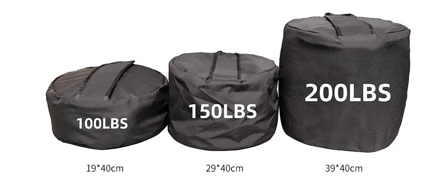 Black cylinder strongman sandbag with heavy duty 1000D nylon and YKK zipper for cross training