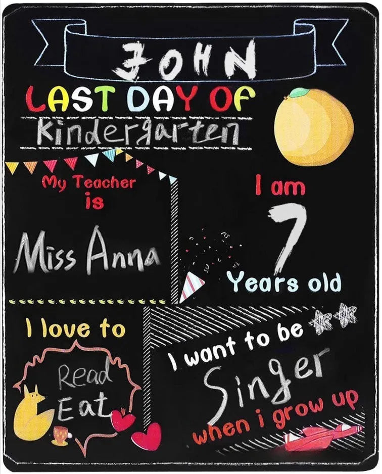 Wooden first day of school blackboard photo prop with modern simplicity design