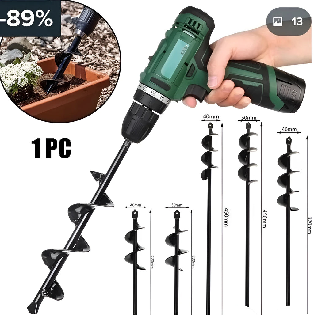 High speed steel spiral loosening drill bit with round handle, 300mm length, for planting
