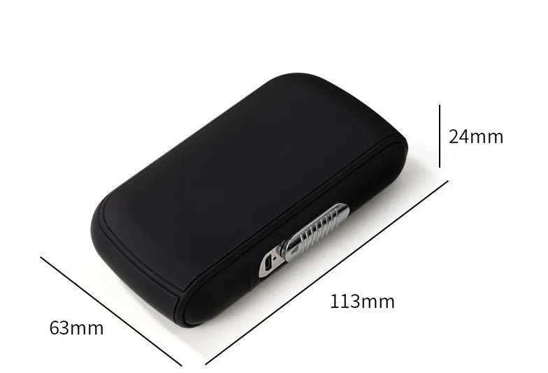 Cigarette case charging lighter in plastic with USB rechargeable, black colour, thick design