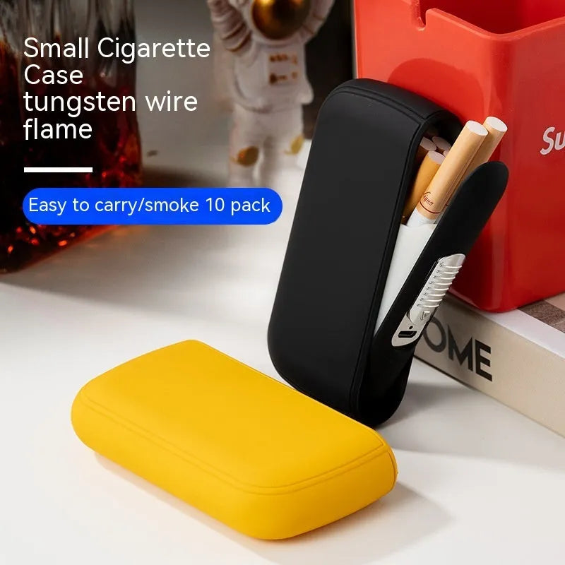 Cigarette case charging lighter in plastic with USB rechargeable, black colour, thick design