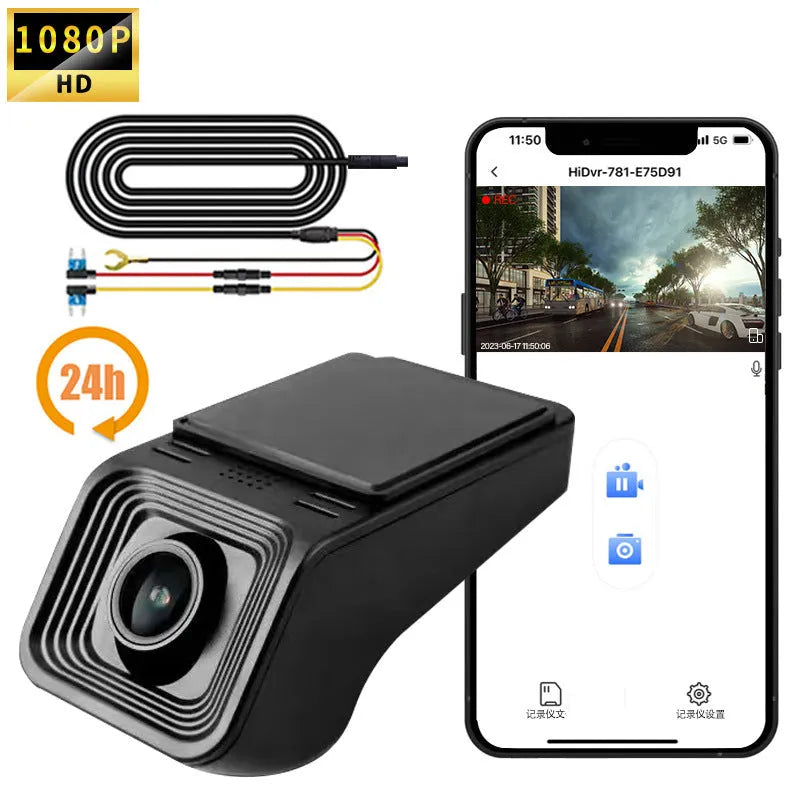 V4 ACC specification driving recorder with 1080p recording and WiFi connectivity for mobile app control