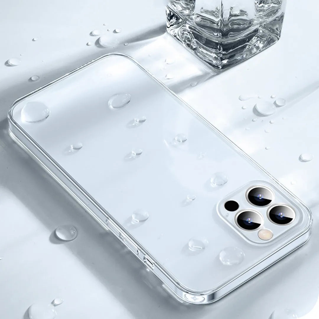 Fully transparent silicone soft case for Apple iPhone, clear TPU back cover on an iPhone