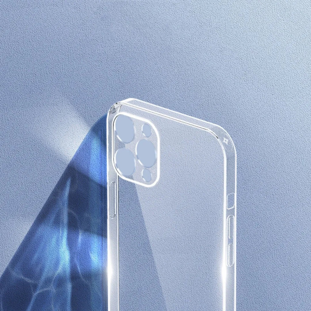 Fully transparent silicone soft case for Apple iPhone, clear TPU back cover on an iPhone