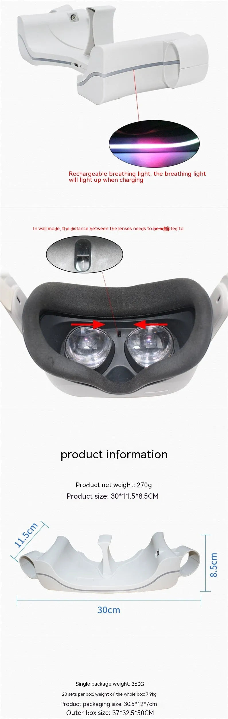 Milky white ABS wall-mounted quick charging set for Oculus Quest2 handle accessories with screw packing box