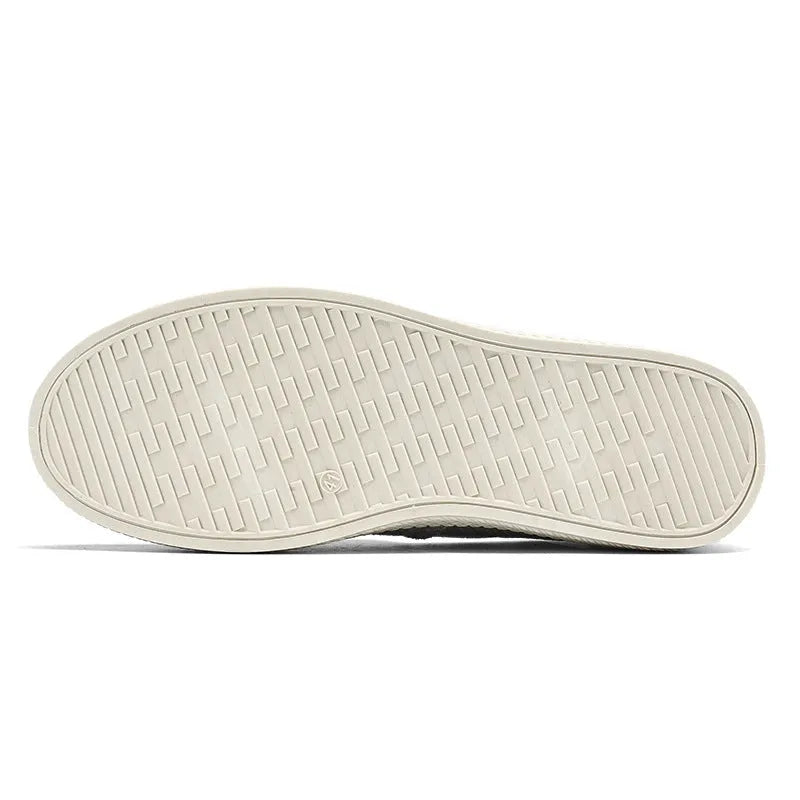 Men's beige canvas casual shoes with round toe and shallow cut, shown on a white background.