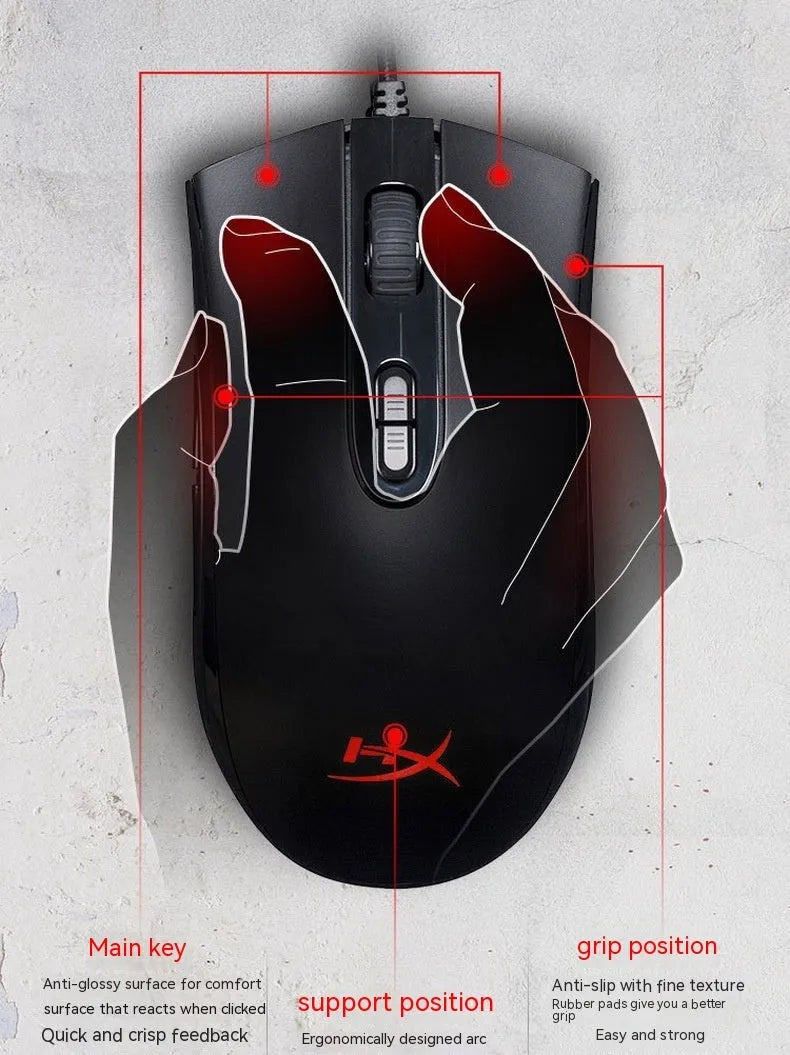 Pulsefirecore wired gaming mouse with RGB lighting in black or pink colour