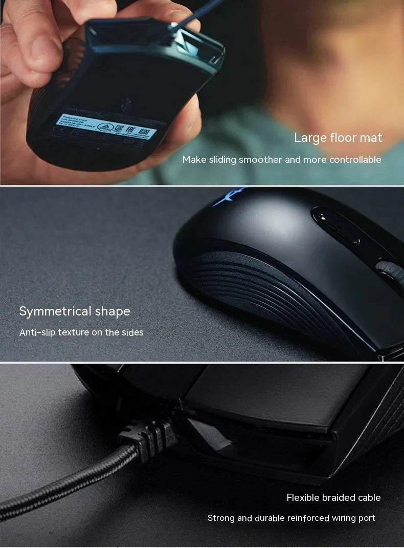 Pulsefirecore wired gaming mouse with RGB lighting in black or pink colour