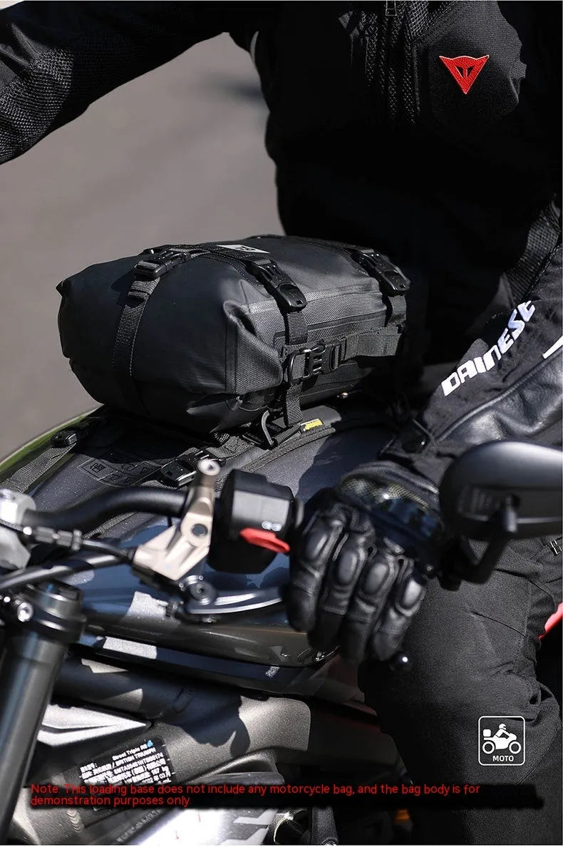Polyester motorcycle fuel tank vest mount in MT001A colour with three black straps on a bike tank