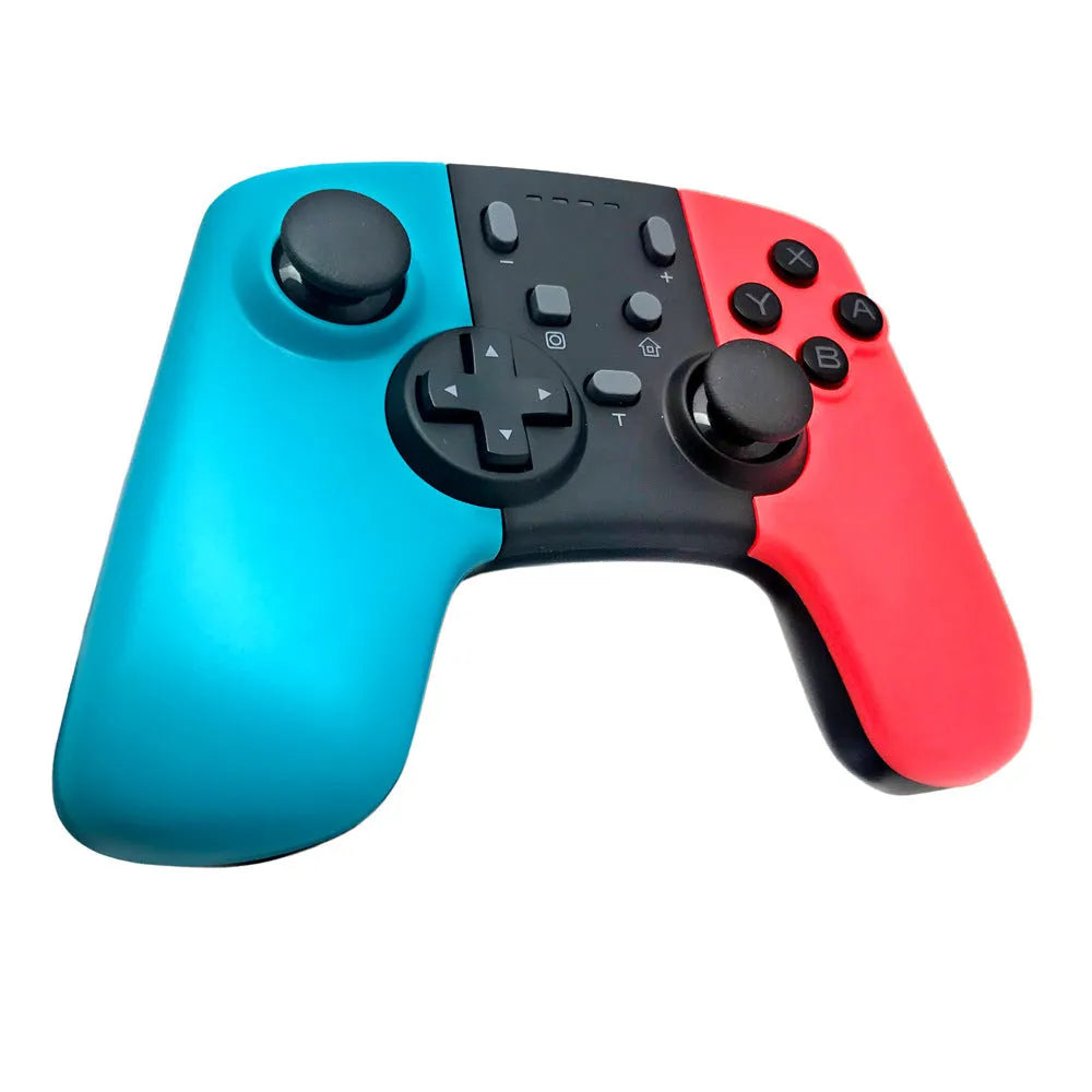 Black wireless Nintendo Switch controller with analogue sticks, face buttons, and LED indicators