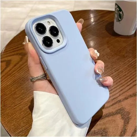 Liquid silicone phone case for iPhone 14 in antique white, drop-resistant, anti-fingerprint