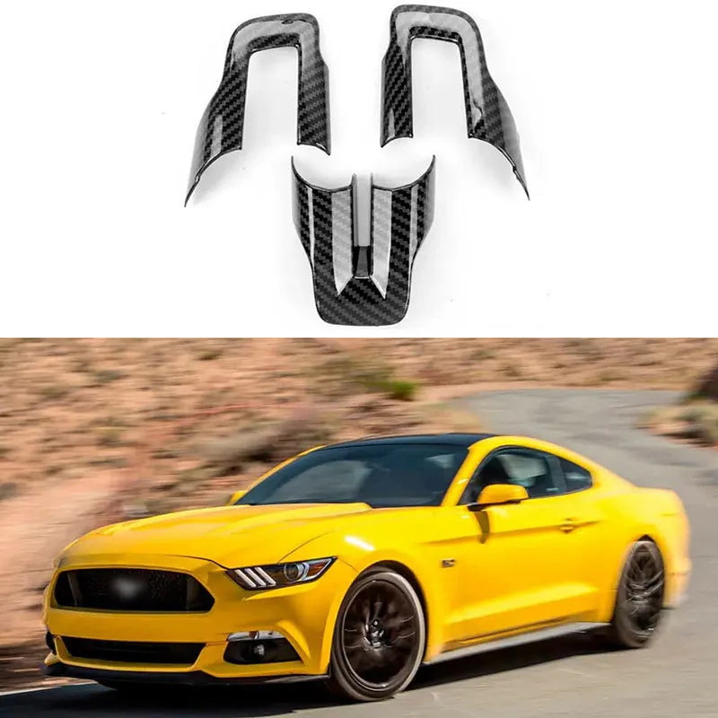Carbon fibre pattern steering wheel decoration three-piece set for car interior enhancement