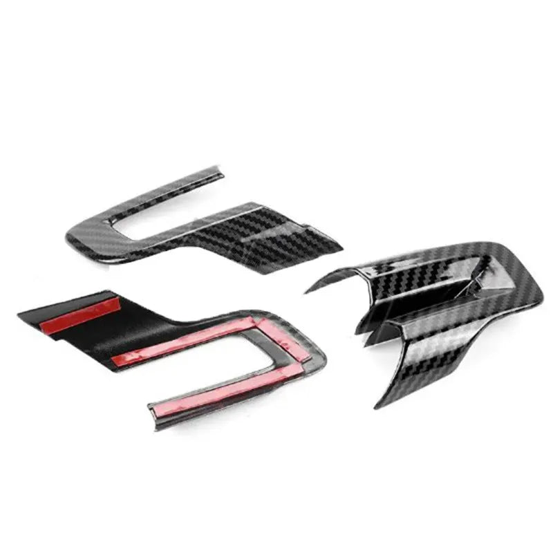 Carbon fibre pattern steering wheel decoration three-piece set for car interior enhancement