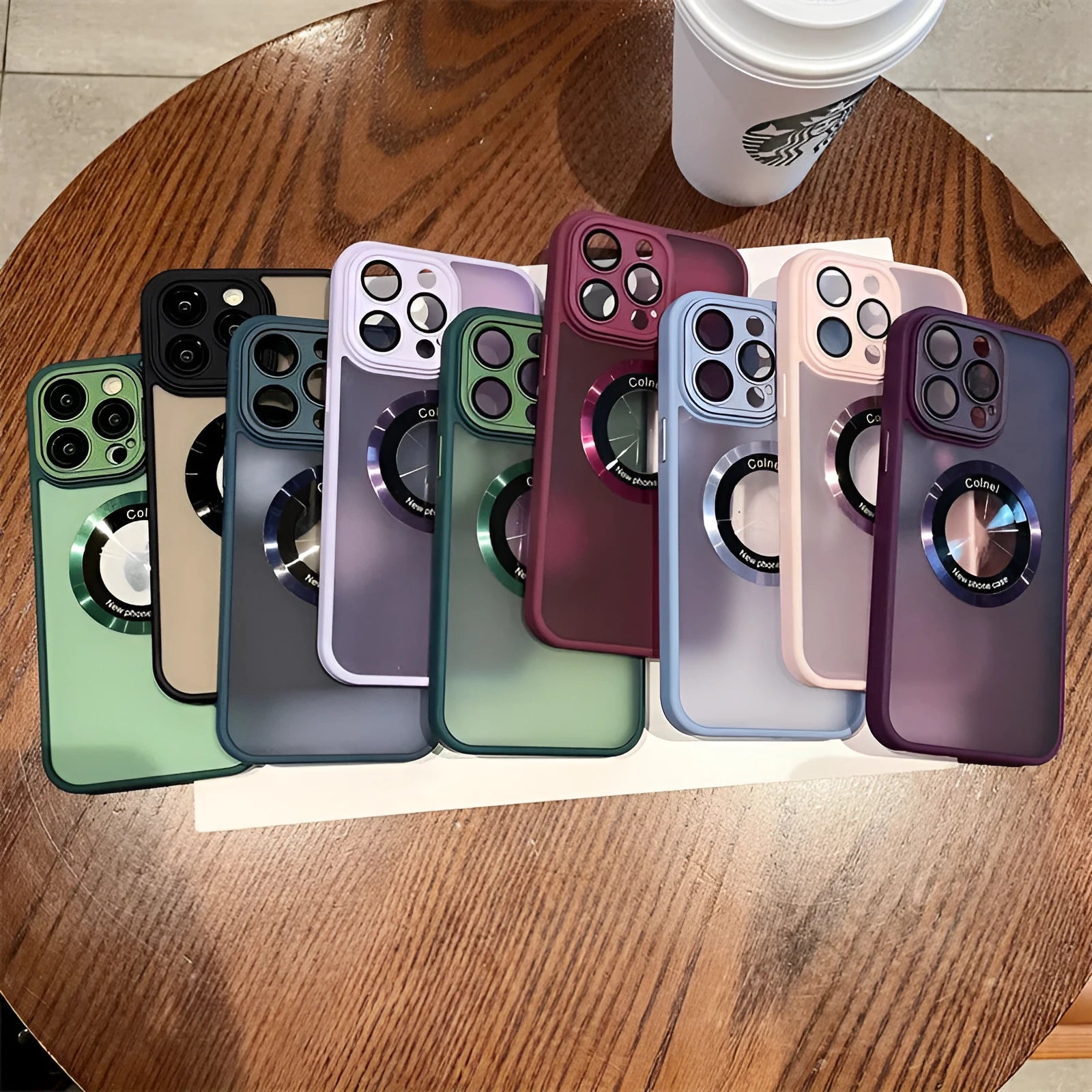 Magnetic frosted PC phone case for iPhone 15 series in dark purple with magnetic attachment
