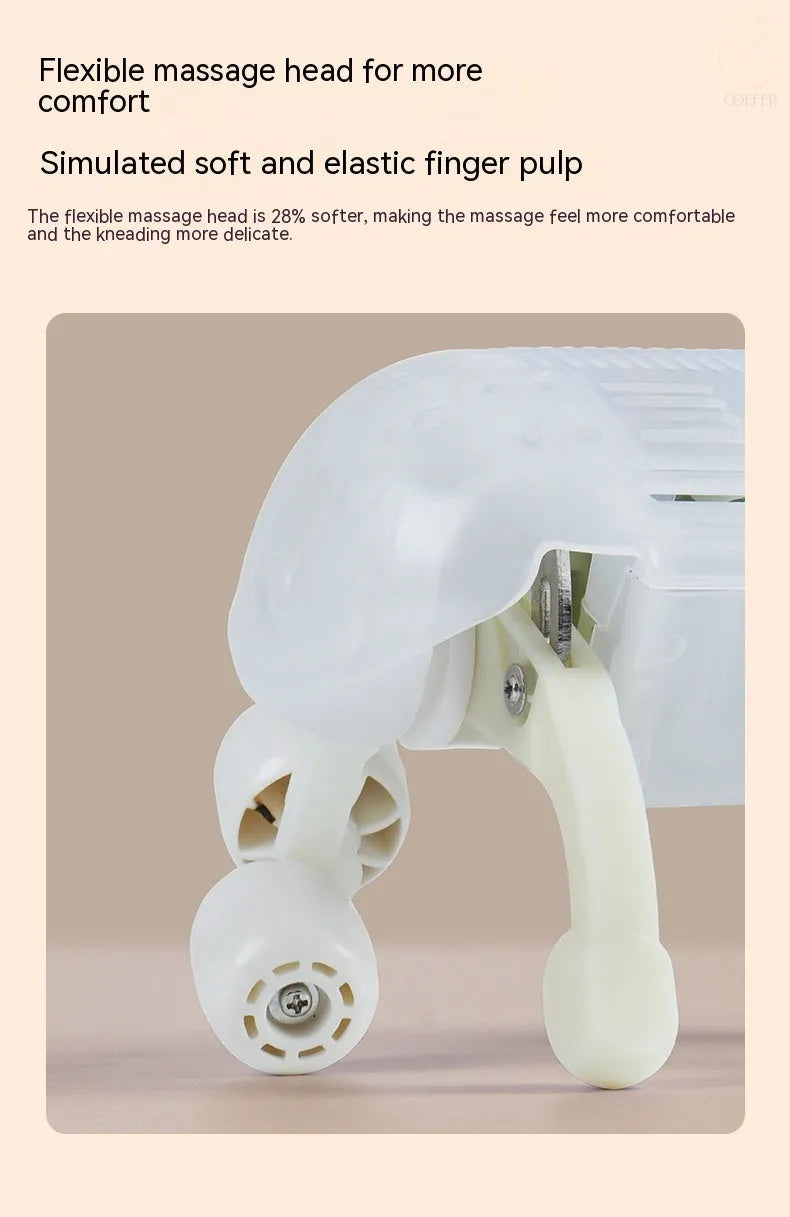 Milky white rechargeable shoulder and neck massager with kneading function and infrared physiotherapy