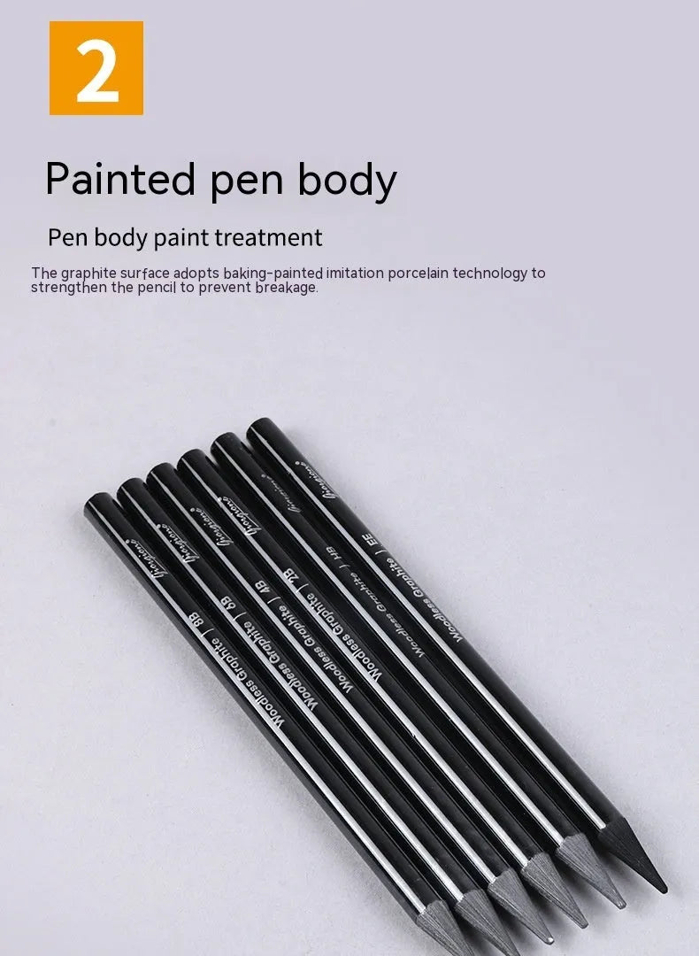 Carbonized Pencil Suit set showing 6 graphite and 3 carbonized pencils on suction card packaging.