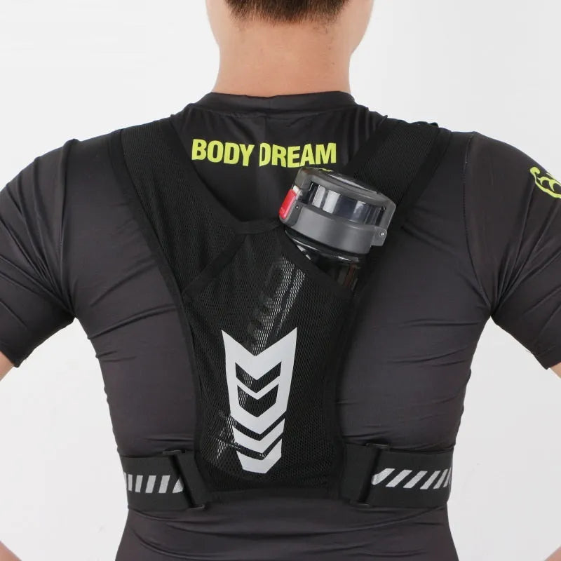 Breathable large capacity polyester chest bag in black for outdoor sports, free size adjustable waist strap