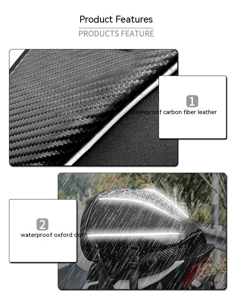 Black motorcycle waterproof crossbody bag with reflective strips and multiple pockets