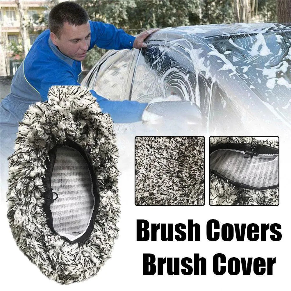 Replacement cloth cover for a car long handle cleaning brush on a plain background.