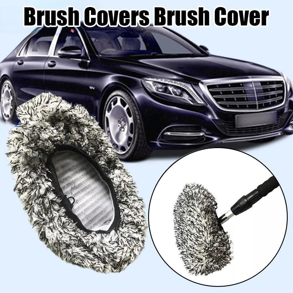 Replacement cloth cover for a car long handle cleaning brush on a plain background.