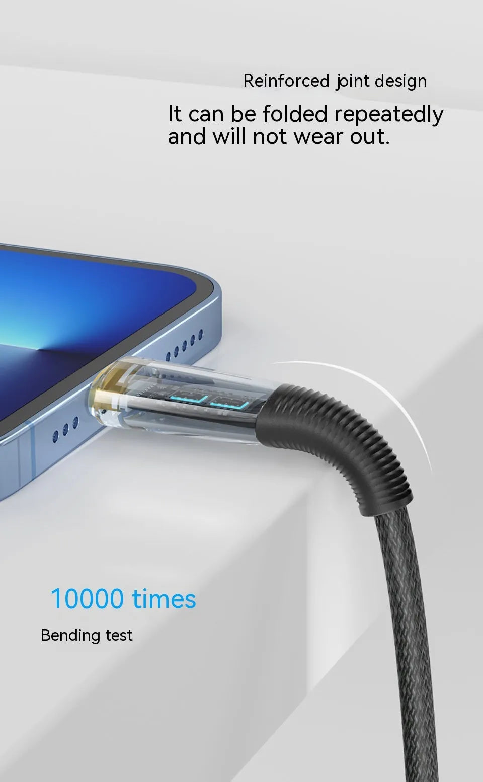 USB-C fast charging data cable, woven Type-C lead, 1.2m or 2m, black blue white