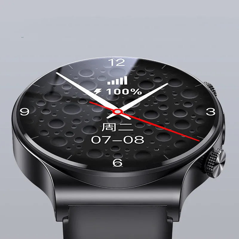 Smart watch with 1.28 inch display in black and white colour options showing side profile
