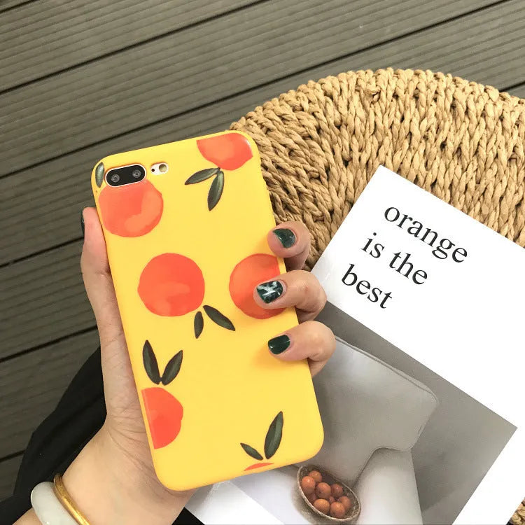 Orange matte finish TPU silicone soft shell case for iPhone, showing full wrap-around design.