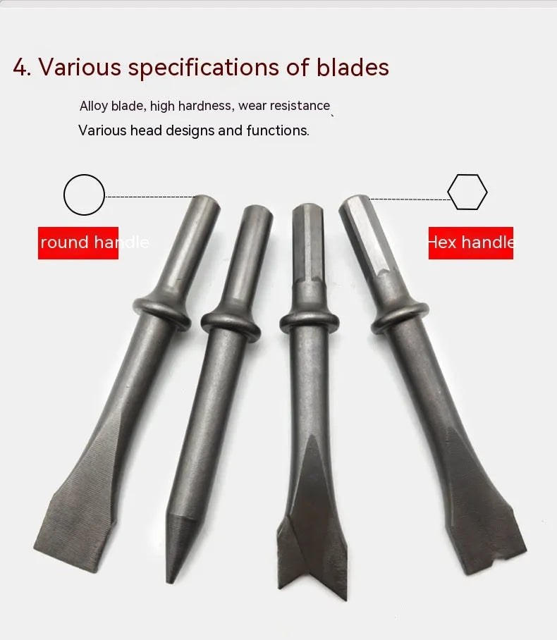 150mm long steel air hammer chisel head for rust removal and brake pad work.