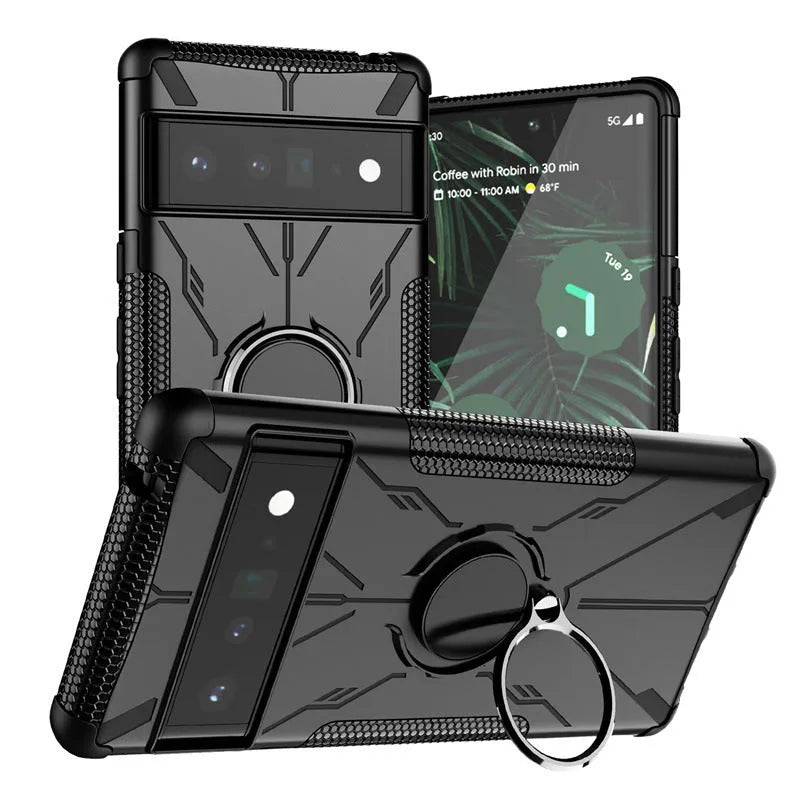 Magnetic car ring bracket TPU phone case for Google Pixel 6 black