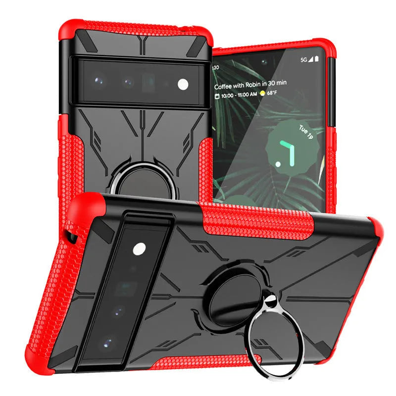 Magnetic car ring bracket TPU phone case for Google Pixel 6 black