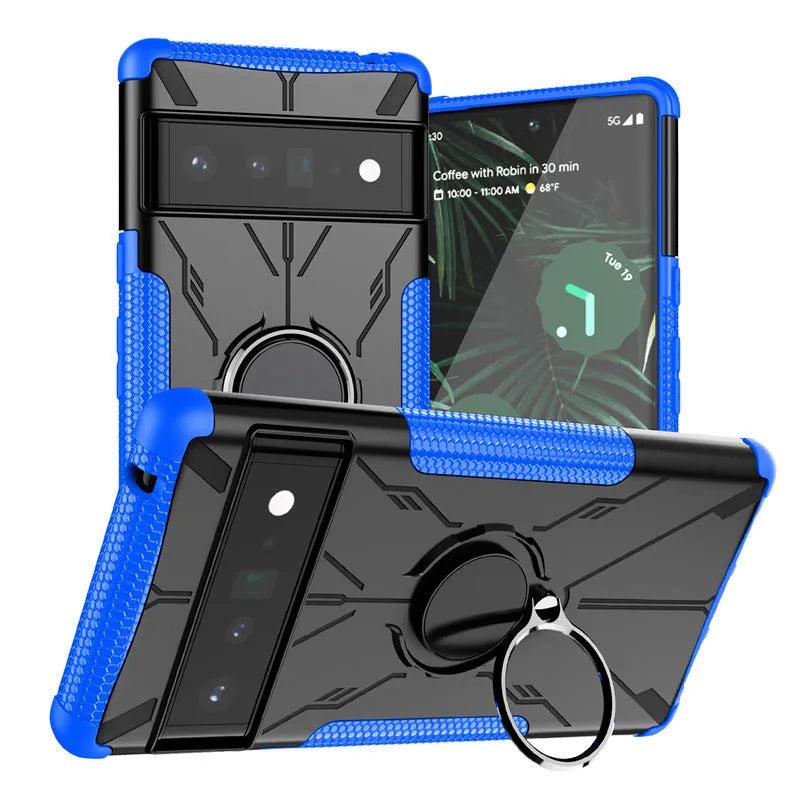 Magnetic car ring bracket TPU phone case for Google Pixel 6 black