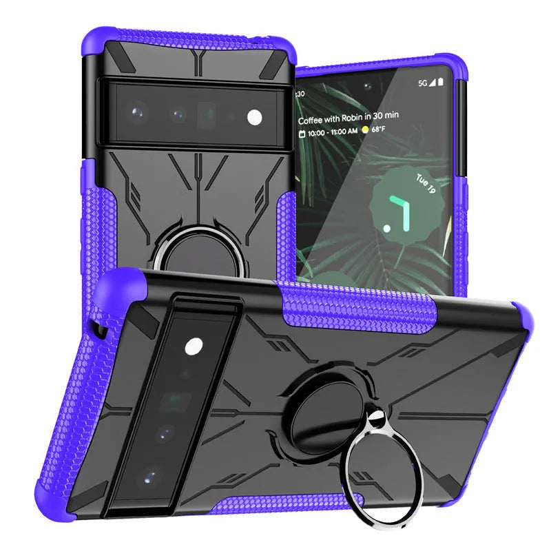 Magnetic car ring bracket TPU phone case for Google Pixel 6 black