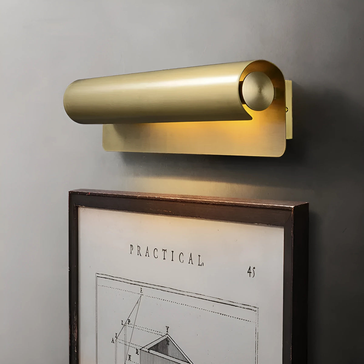 Modern simple copper wall lamp with warm light, 26cm or 50cm length, low voltage