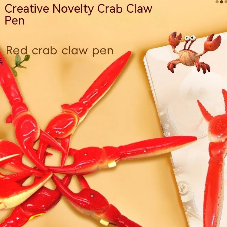 Crab-shaped novelty ballpoint pen with a pressable metal clip on its back.
