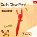 Crab-shaped novelty ballpoint pen with a pressable metal clip on its back.