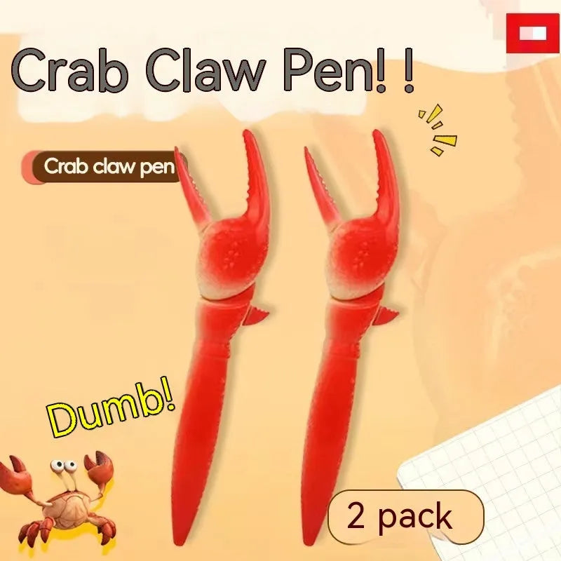 Crab-shaped novelty ballpoint pen with a pressable metal clip on its back.