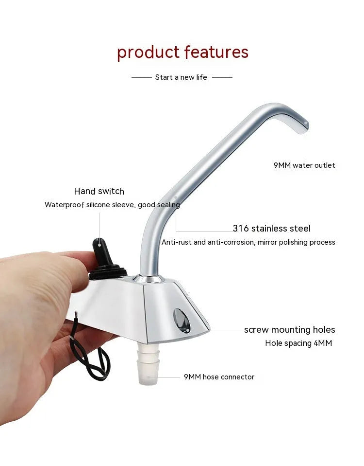 316 stainless steel electronic control rotating faucet for RV with 9mm connections