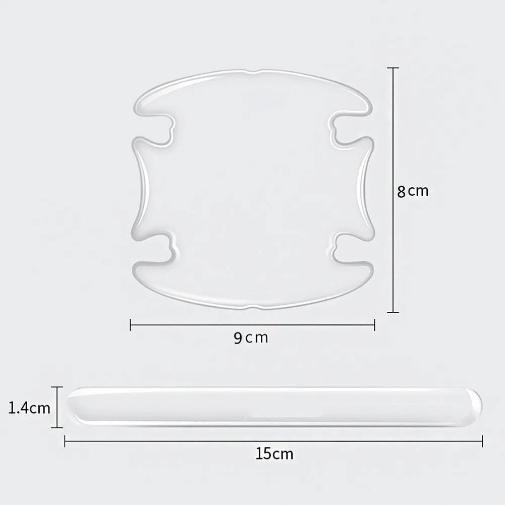 Transparent car door handle protection stickers shown on vehicle door handle